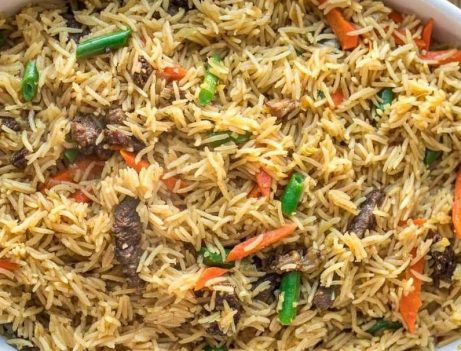 Pilau 
This is an Anglo – Arabian Dish 
That is modified with every tribe in East Africa 
Goes very well with 
Spicy Sland and yogurt